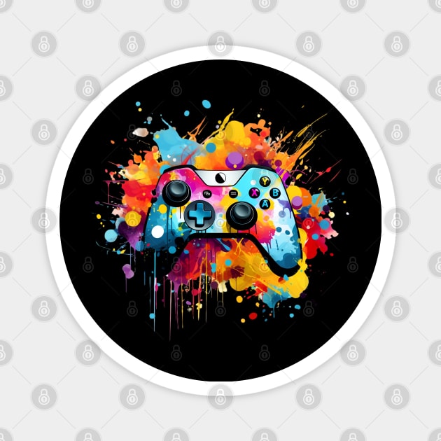 Gamer Art Design - Splatter Paint Graffiti Controller Magnet by MaystarUniverse